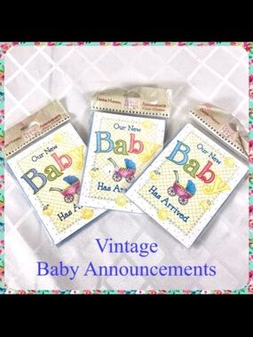 24 NEW Vintage DEBBIE MUMM Baby Birth Announcements Greeting Cards w Envelopes